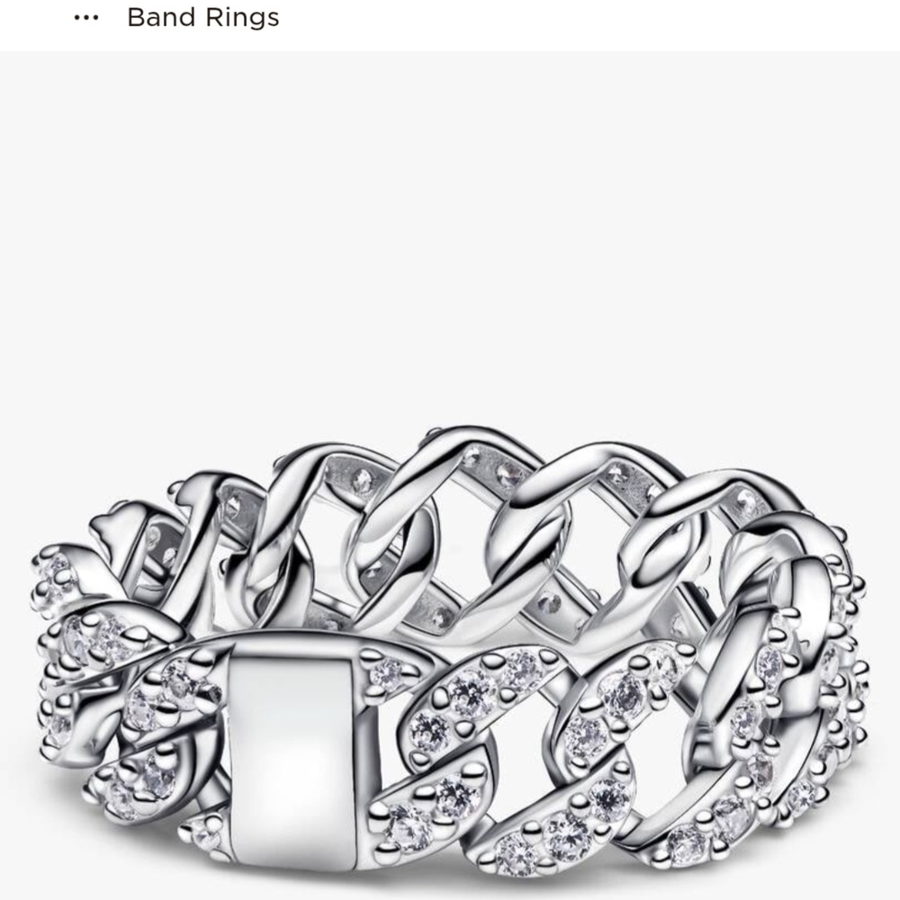 💯 Authentic Pandora Cuban Link Band Ring 7.5